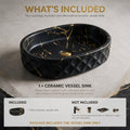 Black and Gold Oval Ceramic vessel bathroom sink, additional product view 5