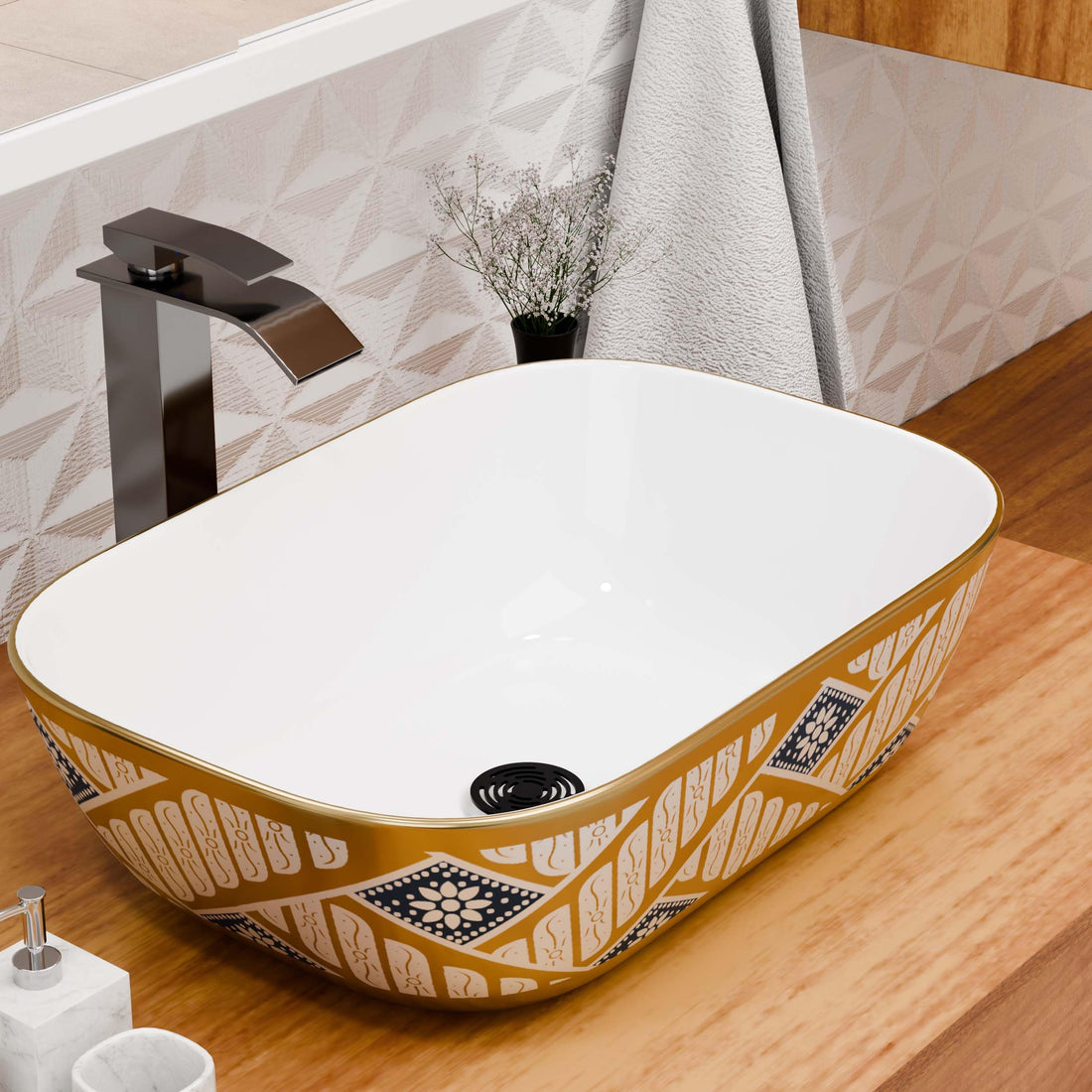 InArt Black Round Ceramic Bathroom Vessel Sink product image 1 of 12