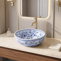 Blue and White Round Porcelain Ceramic vessel bathroom sink
