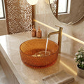 InArt Amber Orange Glass Vessel Sink for Countertop Bathroom Vanities, 15.6 Inch, additional product view 2