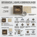 InArt 12 x 4 Inch Square Brass Shower Drain with Removable Strainer Grate, additional product view 7