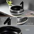Black vessel sink side angle, round ceramic vessel sink bowl for modern bathroom vanity