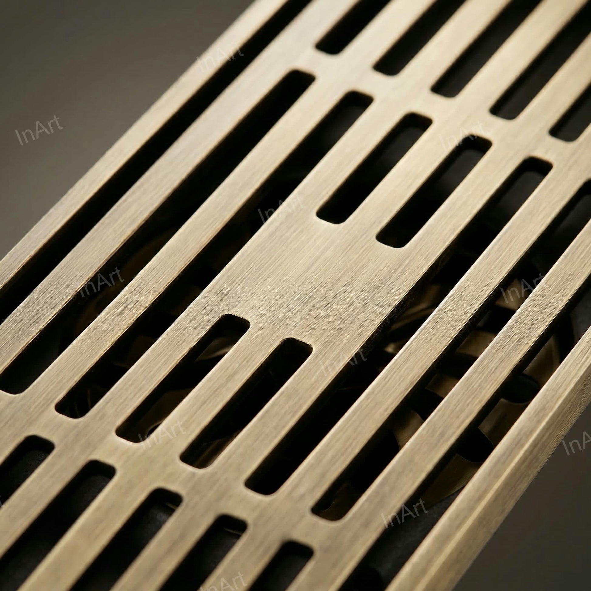 InArt Antique Brass Brass Shower Grate Drain – Self-Closing Trap Core, 12" Linear, additional product view 5