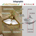 InArt Ceramic Corner Wall Hanging /Wall Mount/Counter Top Wash Basin Bathroom Sink For Lavatory Golden White Color 33 x 33 x 13 Cm, additional product view 7