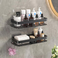 InArt two-pack matte black aluminum shower shelves with side hooks