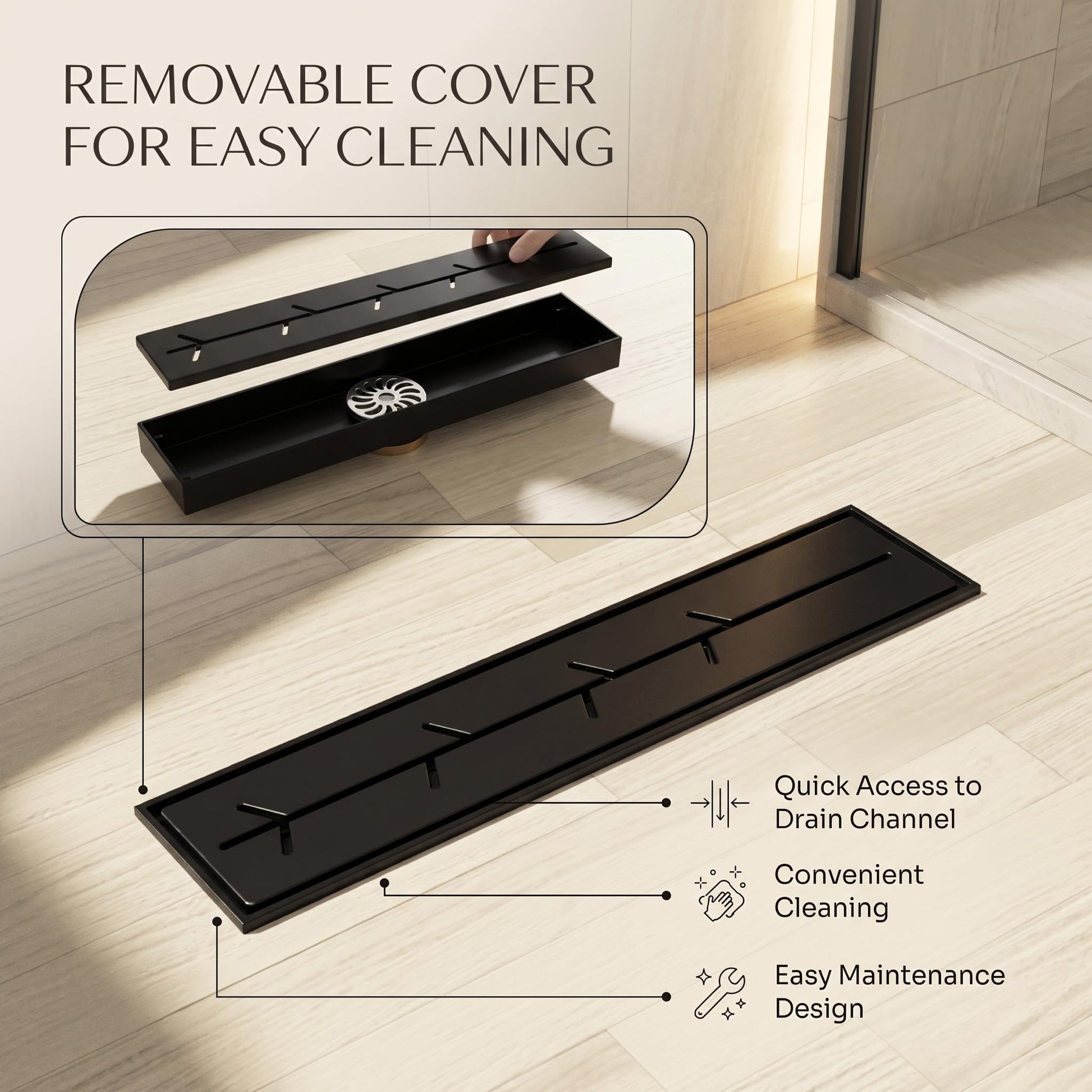 304 stainless steel linear shower drain construction details