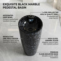 InArt Basin Pedestal Sink - Standing Bathroom Sink Black Marble 38x38 CM, additional product view 2
