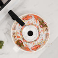 InArt Glossy Moroccan Ceramic Round Vessel Sink – Decorative Pattern, 15.75