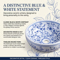 Blue and White Round Porcelain Ceramic vessel bathroom sink, additional product view 7