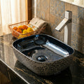 Blue Rectangular Ceramic vessel bathroom sink, additional product view 4