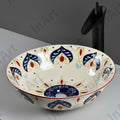 Round vessel sink ceramic sink vessel, side angle showing 42 x 42 x 13 cm round lavatory sink bowl