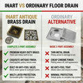 InArt 12 x 4 Inch Square Brass Shower Drain Channel with Removable Grate, additional product view 7