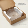 InArt Clear Tempered Glass Round Vessel Sink – Diamond-Cut Texture, 15.6