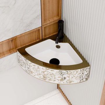 Gold Corner Ceramic wall-mount bathroom sink