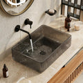 InArt Smoked Black Tempered Glass Rectangular Vessel Sink – Textured Design, 18.11