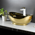 Gold Oval Ceramic vessel bathroom sink, additional product view 2