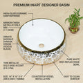 White and Gold Round Ceramic vessel bathroom sink, additional product view 2