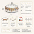 White, Royal Blue and Gold Round Ceramic vessel bathroom sink, additional product view 2