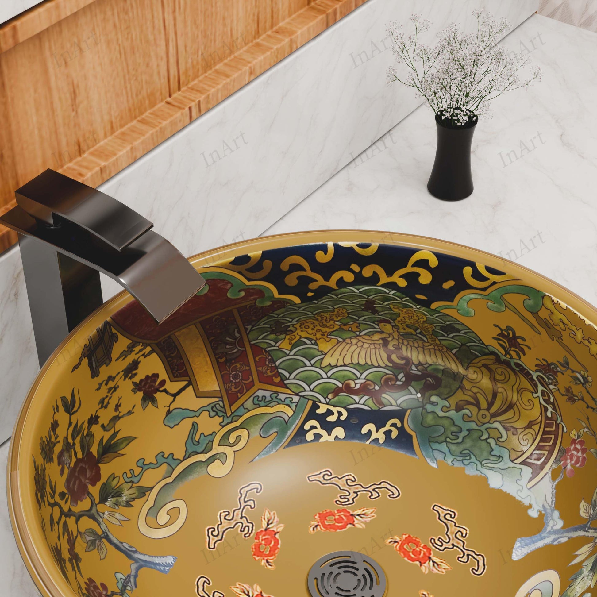 Small bathroom vessel sink on vanity tops for vessel sinks, round ceramic bowl basin for above counter install