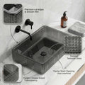 InArt Smoked Black Tempered Glass Rectangular Vessel Sink – Textured Design, 18.11