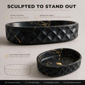 Black and Gold Oval Ceramic vessel bathroom sink, additional product view 4