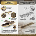 InArt 12 x 4 Inch Square Brass Shower Drain with Removable Strainer Grate, additional product view 7