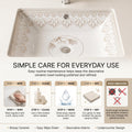 White and Gold Rectangular Ceramic undermount bathroom sink, additional product view 4