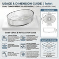 InArt Crystal Clear Oval Glass Vessel Sink, Fluted Ribbed Design, 19.7 x 14.6 Inch Bathroom Basin, additional product view 6