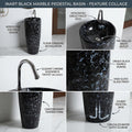 InArt Basin Pedestal Sink - Standing Bathroom Sink Black Marble 38x38 CM, additional product view 3