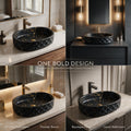 Black and Gold Oval Ceramic vessel bathroom sink, additional product view 8