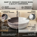 InArt Ash Gray/White Ceramic Round Vessel Sink – Satin Finish Patterned Exterior, 16