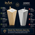 InArt Basin Pedestal Sink - Standing Bathroom Sink Gold White 46x46 CM, additional product view 7