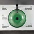InArt Green Glass Round Vessel Sink – Diamond-Cut Faceted Bowl, 16.5