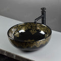 Bathroom sinks above counter: InArt glossy black ceramic round vessel sink, 41cm tabletop wash basin