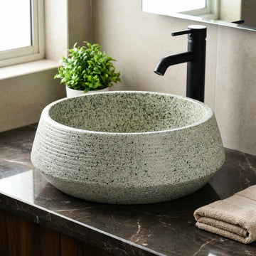 InArt Light Green Ceramic Vessel Sink – 16.5" Round Countertop Bathroom Vanity Basin DW266
