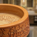 InArt Wood-Tone Ceramic Round Vessel Sink – Floral Art Design, 16.5