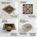 InArt 12 x 4 Inch Square Brass Shower Drain Cover with Removable Grate, additional product view 3