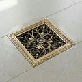 InArt 12 x 4 Inch Square Brass Shower Drain Channel with Removable Grate
