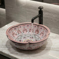 InArt Glossy Pink Ceramic Round Vessel Sink – Sink on Top of Vanity, 16