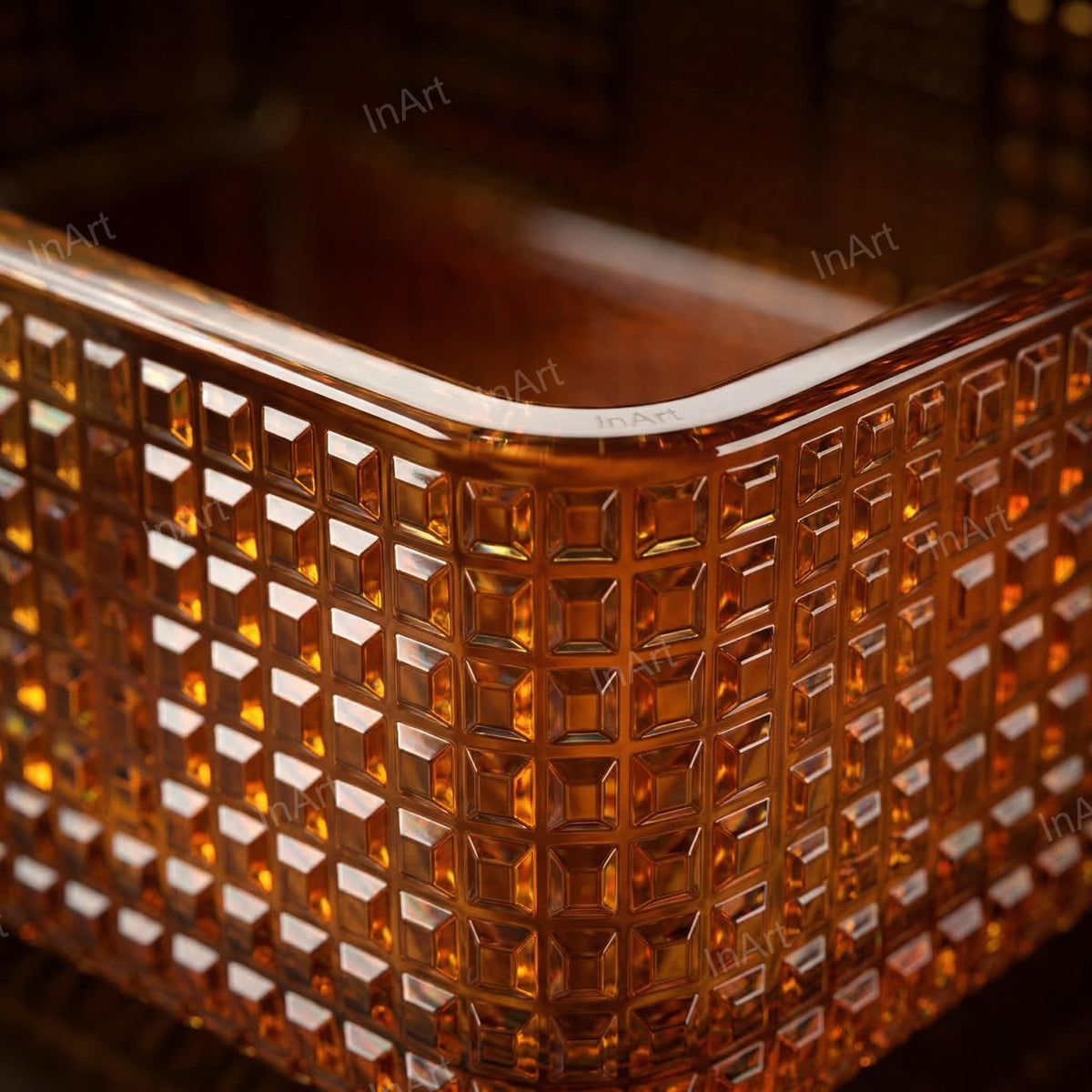 InArt Rectangular Crystal Glass Vessel Sink for Countertop Bathrooms, 18.1 Inch, additional product view 5