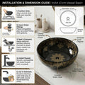 InArt Glossy Black Ceramic Round Vessel Sink – Above Counter, 16