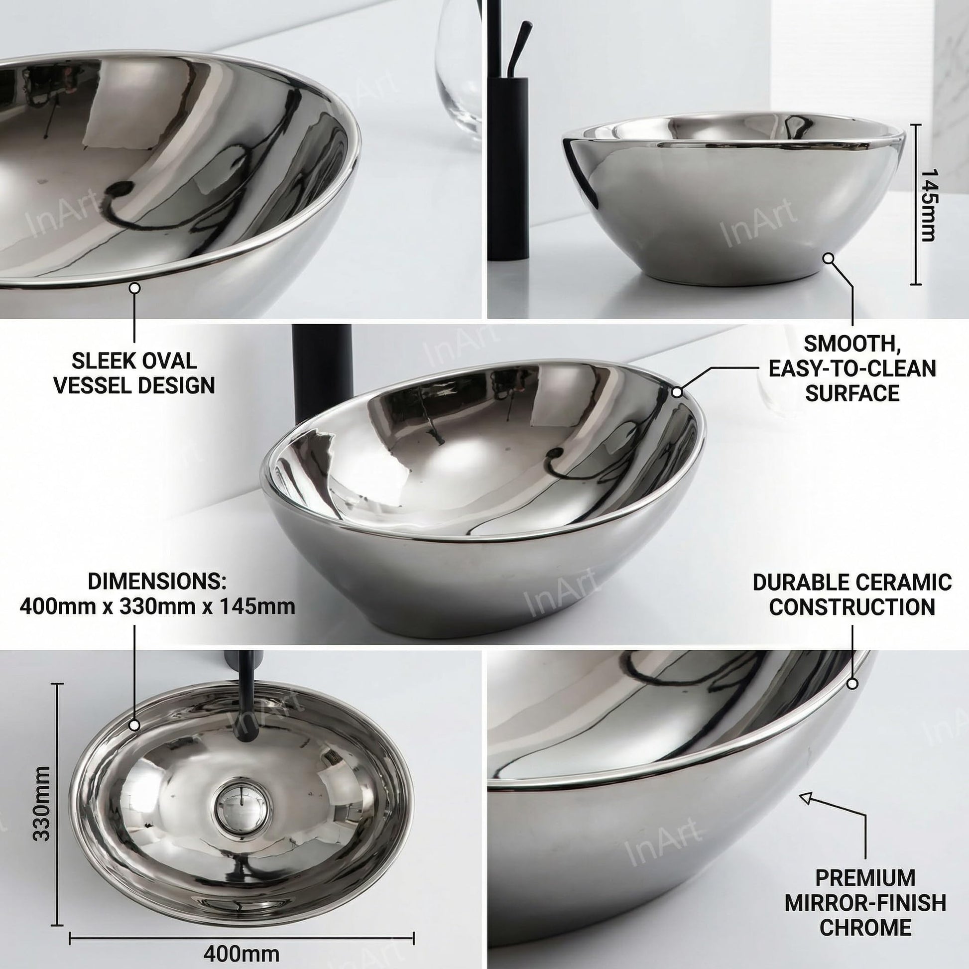 Vessel sinks for bathroom side angle, ceramic oval silver tabletop vessel wash basin 16x13