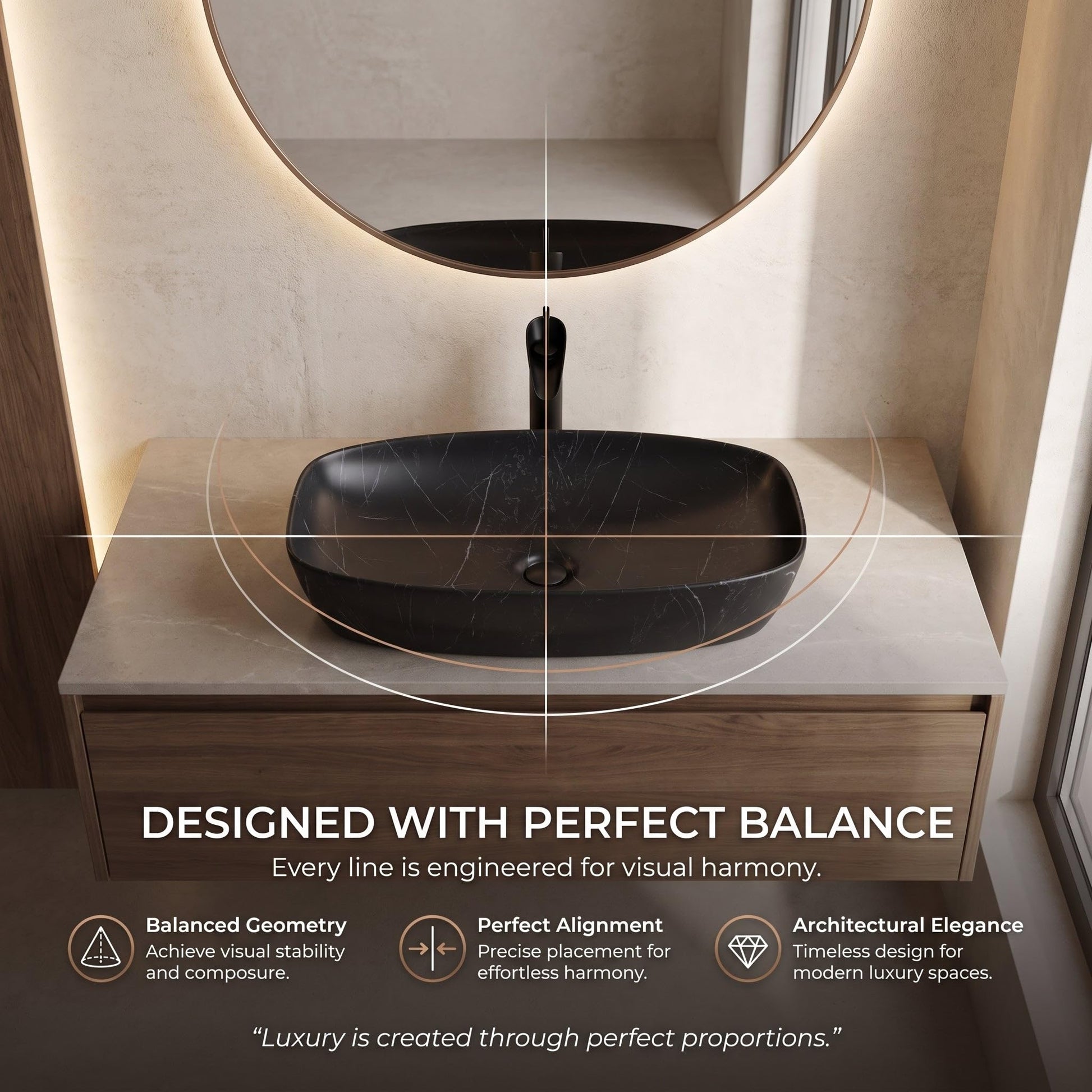 Black Rectangular Ceramic vessel bathroom sink, additional product view 9