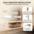 Black and Gold Rectangular Ceramic vessel bathroom sink, additional product view 7