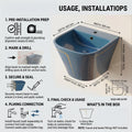 InArt Glossy Blue Wall-Mounted Ceramic Bathroom Sink with Half Pedestal, 19.7 Inch, additional product view 6
