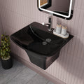 InArt Black Wall-Mounted Ceramic Bathroom Sink with Half Pedestal, 19 x 17 Inch, additional product view 5