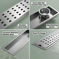 InArt Square Linear Stainless Steel Shower Drain Channel with Grate, 18 x 4 Inch, additional product view 3