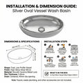 Drain opening detail on ceramic oval vessel sink, silver finish bath vessel sink for cabinet