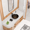 InArt Round Bathroom Ceramic Vessel Sink Art Basin in Black Gold Color, additional product view 4