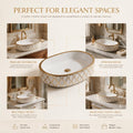 White and Gold Oval Ceramic vessel bathroom sink, additional product view 4